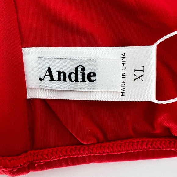 Andie Swim Women's Wyndwood Bikini Top Size XL Cherry Red One Shoulder Padded - Picture 5 of 9
